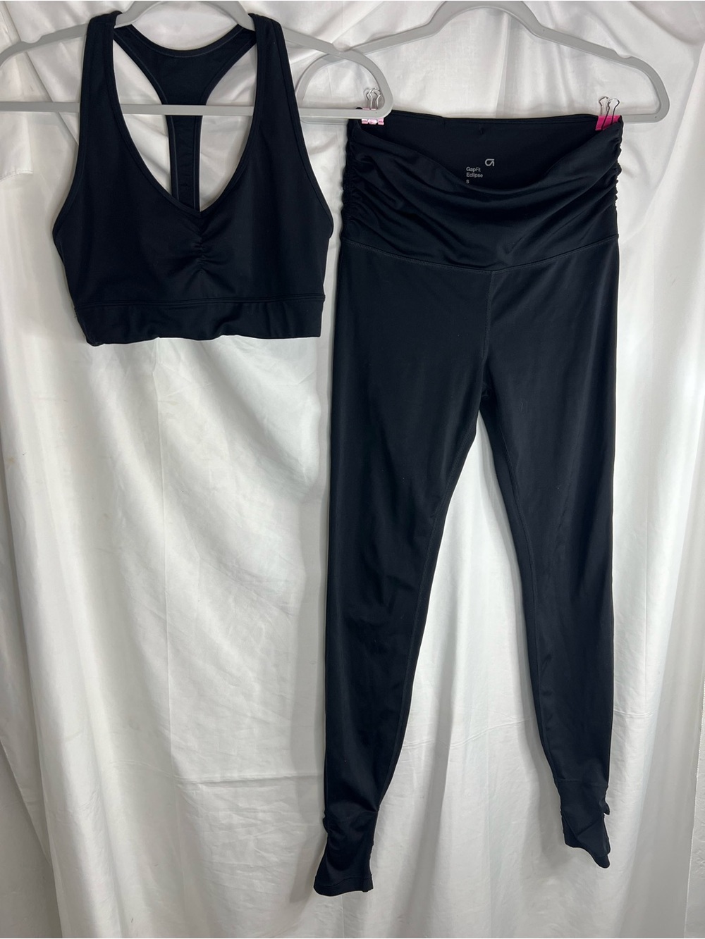 GAP Black High-Waist Leggings with Matching Black Racerback Sports Bra